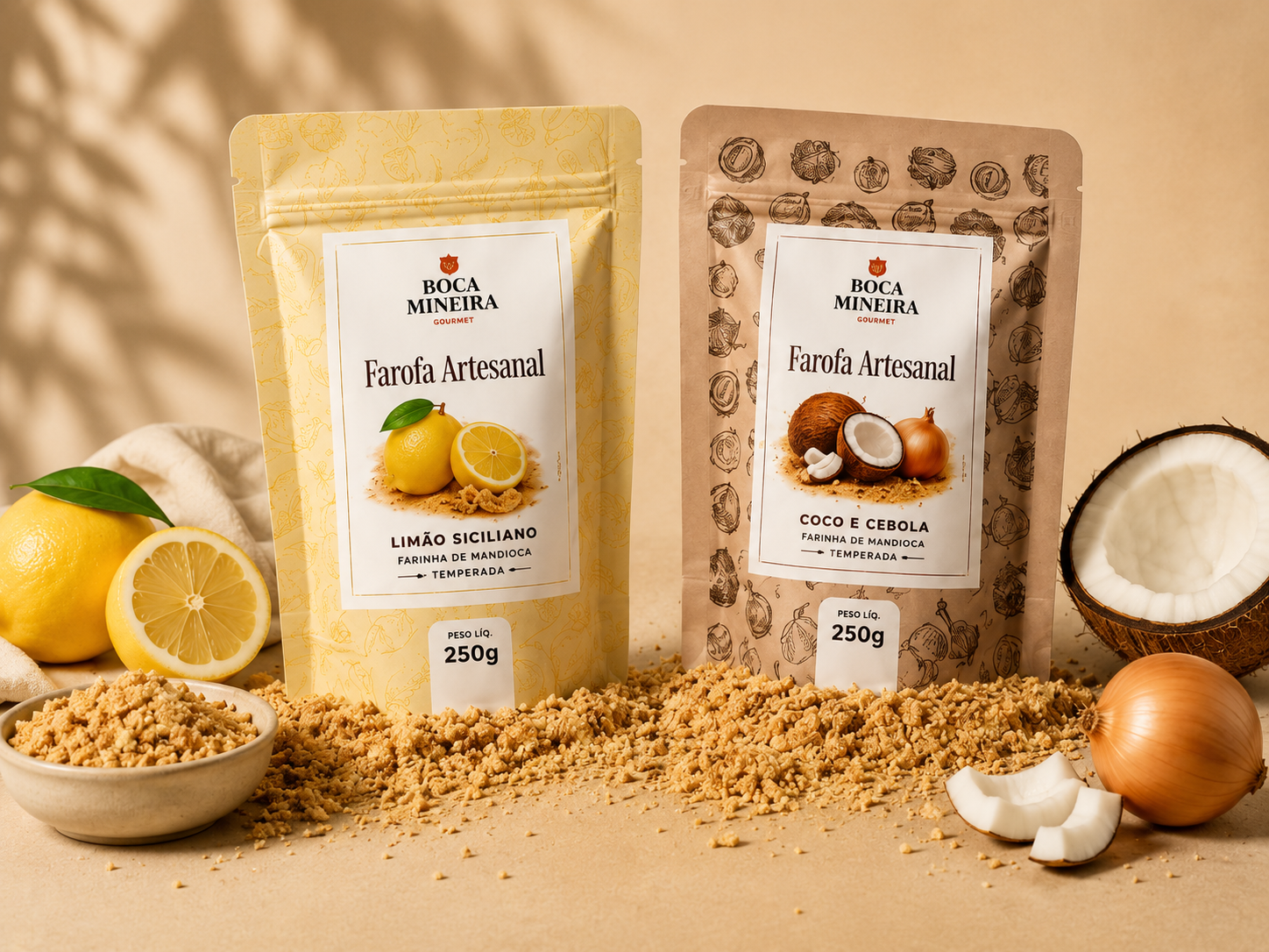 Kit Favoritos da Chef Boca Mineira com farofas Limão Siciliano e Coco e Cebola